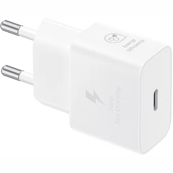 Lādētāji, kabeļi un adapteri Samsung 25W Power Adapter Type-C (w/o cable) White
