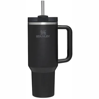 Termosi un termokrūzes Termokrūze ar salmiņu Stanley The Quencher H2.O FlowState Tumbler 1.18l Black