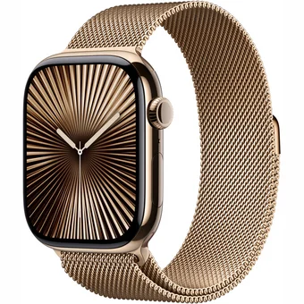 Viedpulksteņi Apple Watch Series 10 GPS + Cellular 46mm Gold Titanium Case with Gold Milanese Loop - S/M