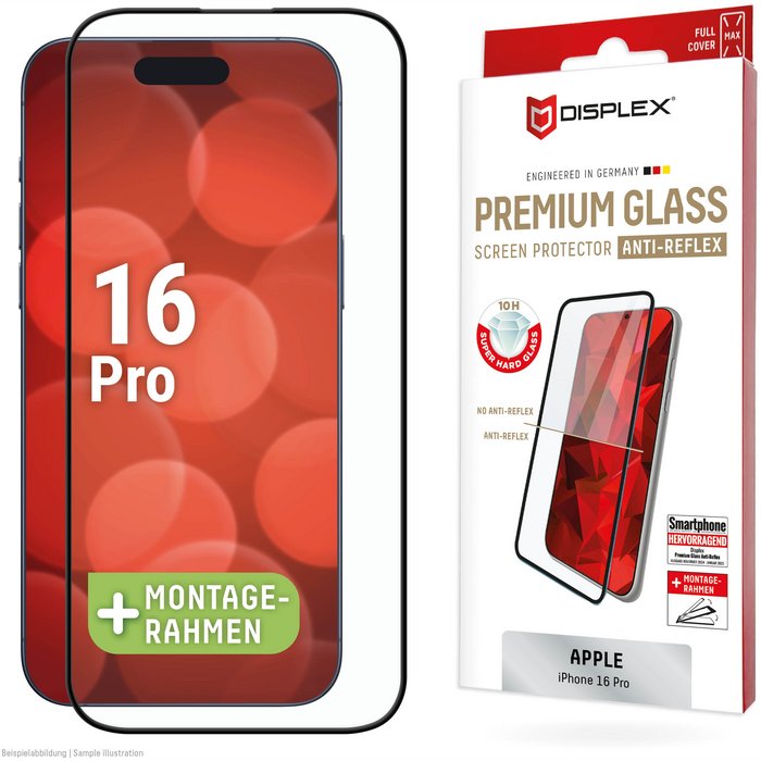 Aizsargstikli Apple iPhone 16 Pro Premium Glass Screen Protector Anti-Reflex By Displex