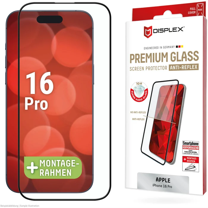 Aizsargstikli Apple iPhone 16 Pro Premium Glass Screen Protector Anti-Reflex By Displex