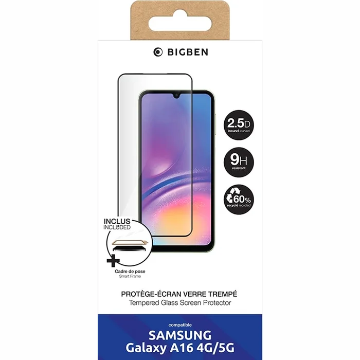 Aizsargstikli Samsung Galaxy A16 4G/5G Screen protector 2.5D Tempered glass + SmartFrame by BigBen