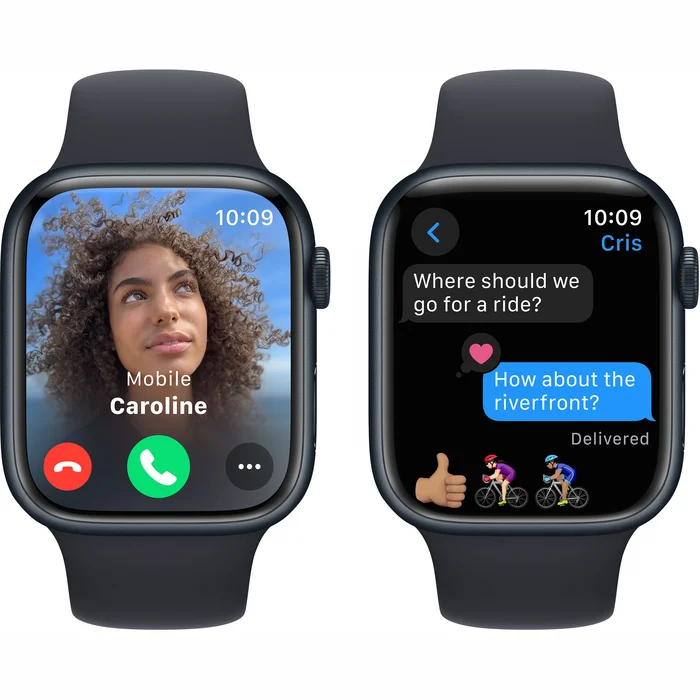 Viedpulksteņi Apple Watch Series 9 GPS 45mm Midnight Aluminium Case with Midnight Sport Band - S/M