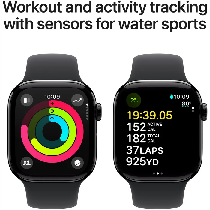 Viedpulksteņi Apple Watch Series 10 GPS 42mm Jet Black Aluminium Case with Black Sport Band - S/M